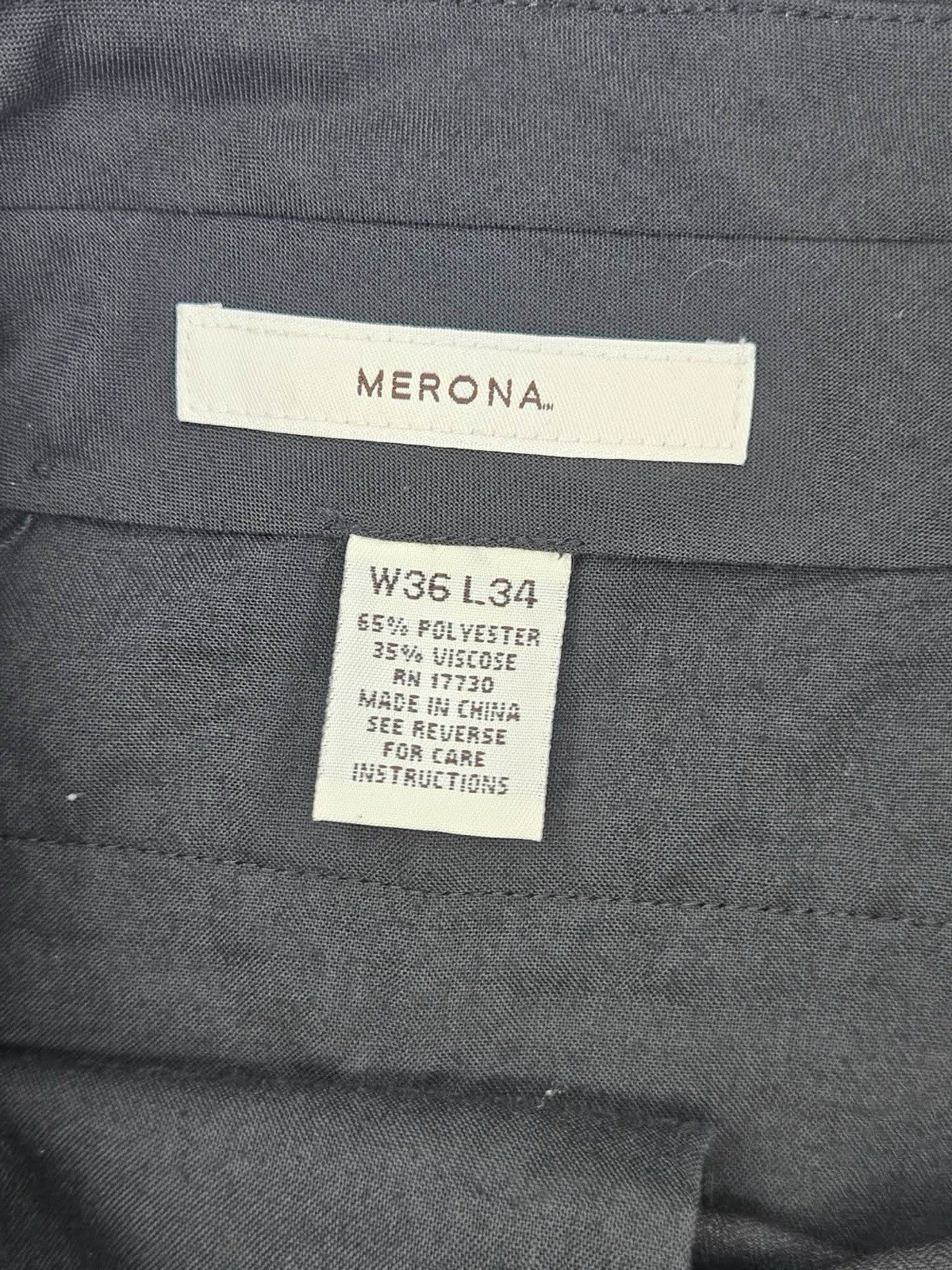 Merona Men’s Dress Pants Black W36 L34 Flat Front Slacks