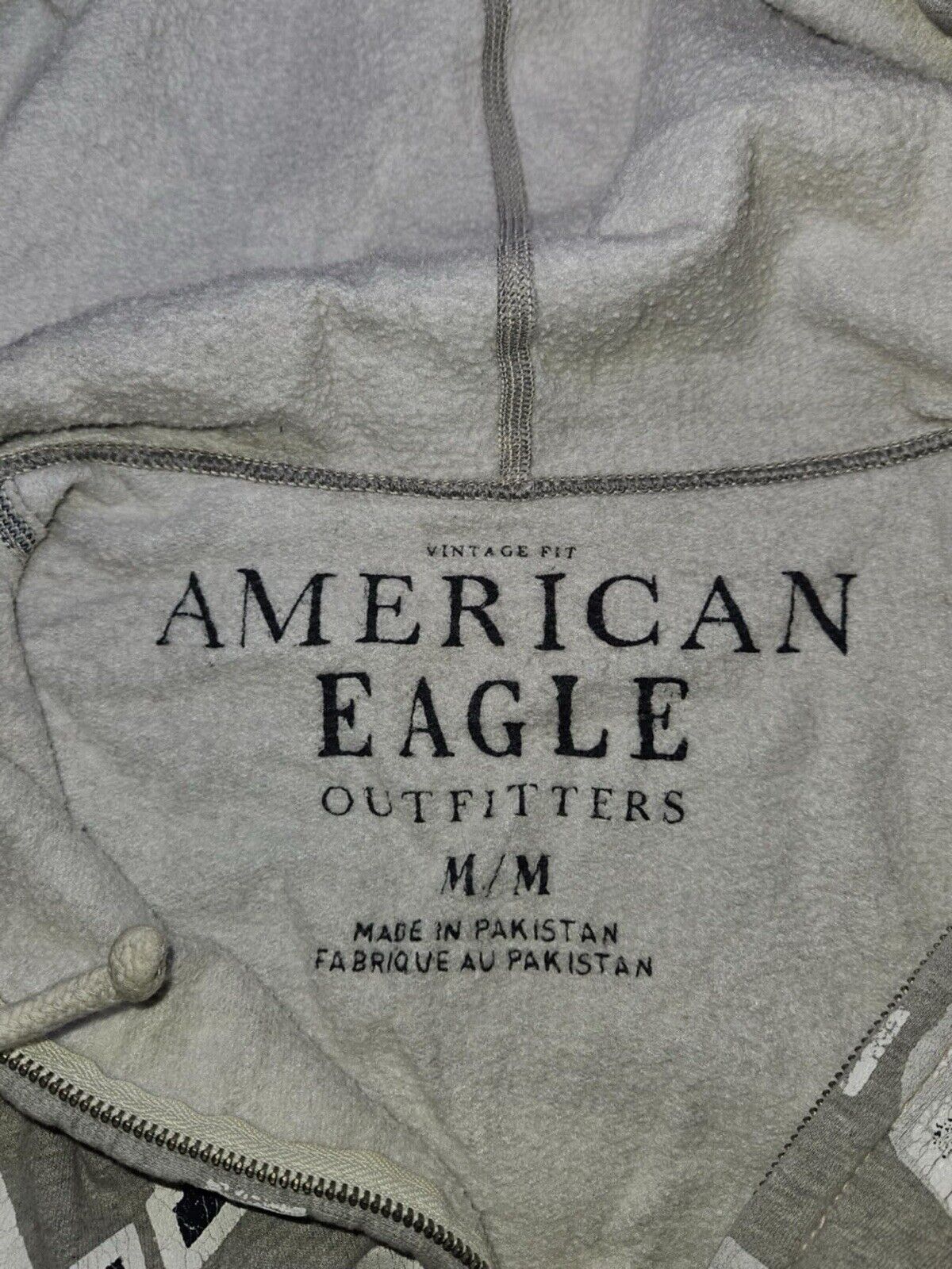 Grey American Eagle Zip Up Hoodie ~ Sz M