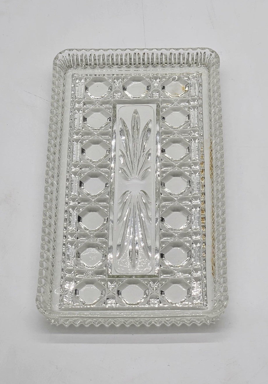 Vintage Clear Glass Serving Dish/Relish Dish- about 8.5'' by 4.5''