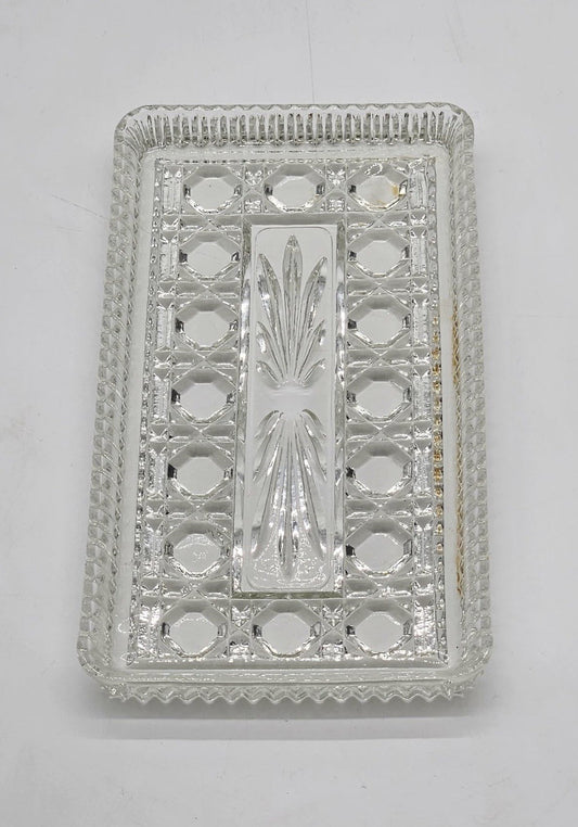 Vintage Clear Glass Serving Dish/Relish Dish- about 8.5'' by 4.5''
