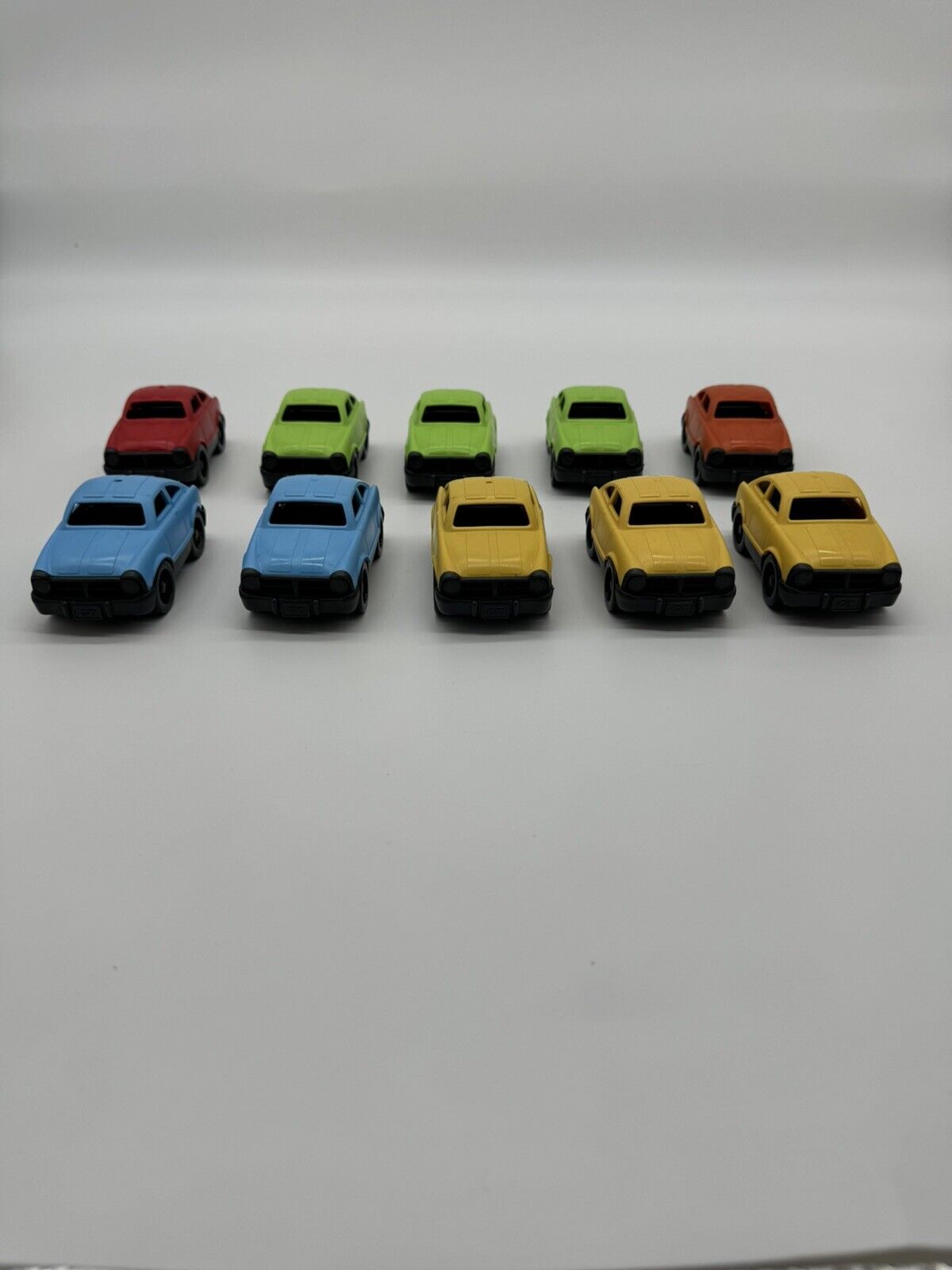 Lot of 10 Green Toys Mini Car 4” Miniature GT Yellow, Red, Blue & Green