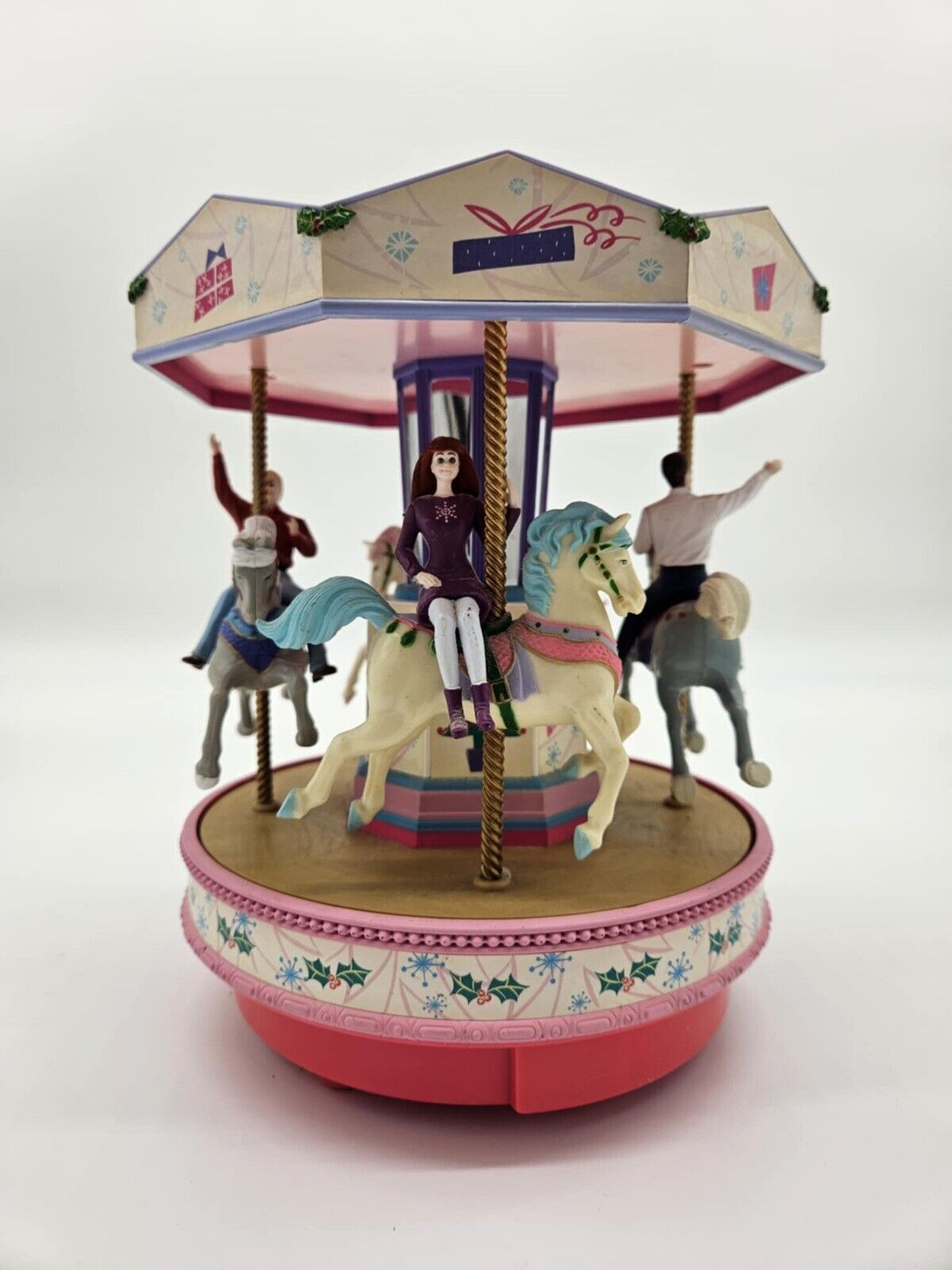 Vintage 1998 Mr. Christmas Barbie Holiday Go Round Lighted Musical Carousel