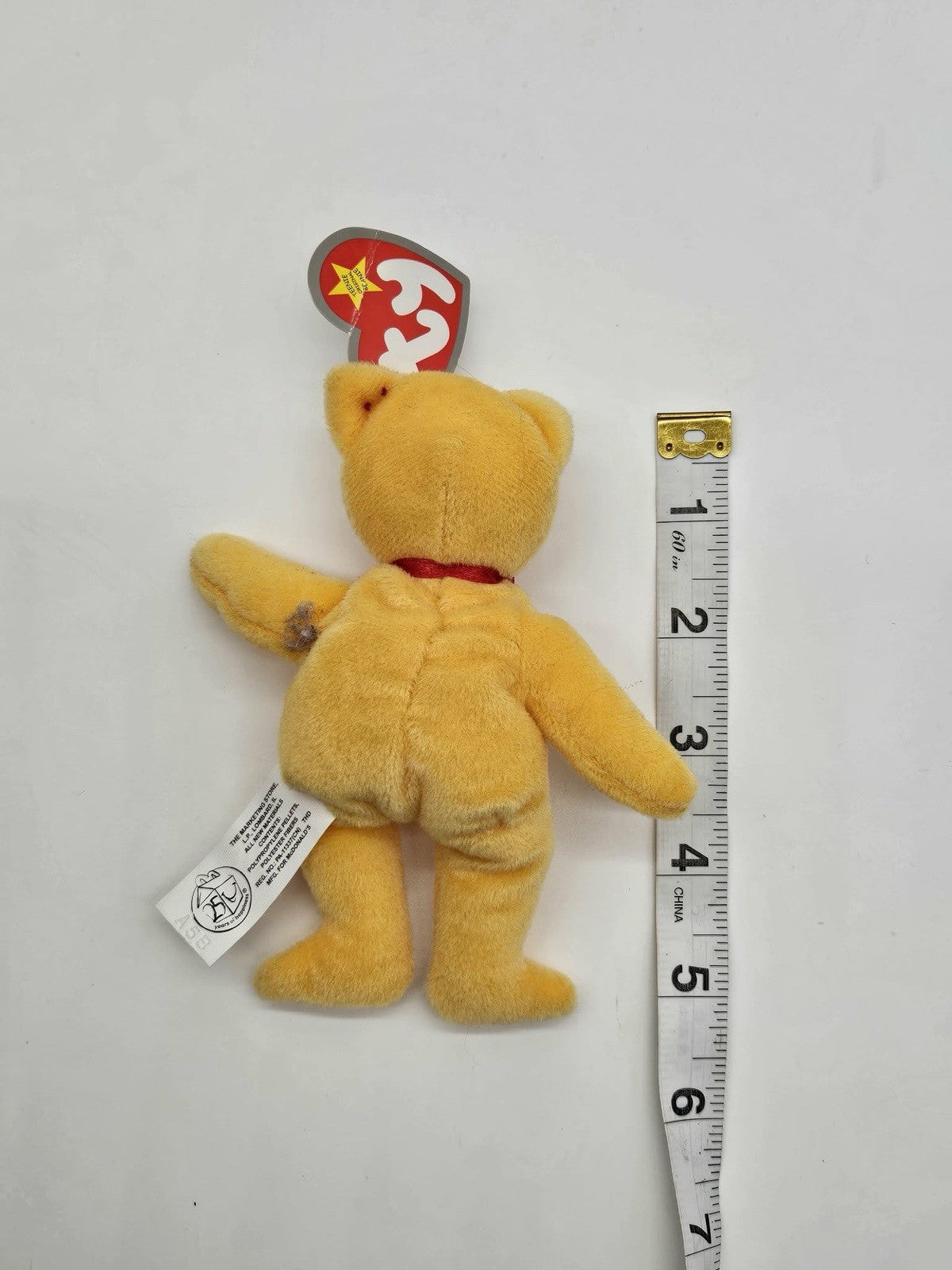Ty Beanie Baby Golden Arches the Bear Yellow Stuffed Animal Plush Kids Toys