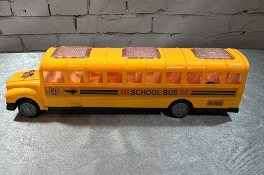 School Bus with Flashing LED Lights and Bus Sounds. Bump and Go Action VTY