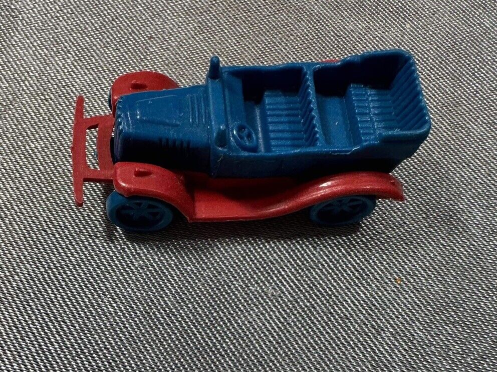 Mini Vintage Red & Blue Plastic Antique Toy Car