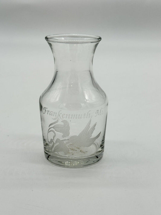 RARE Vintage Etched Humming Bird Wine Carafe - Frankenmuth Mt.
