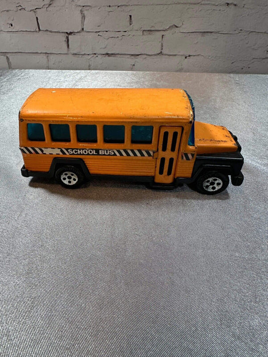 1980 Buddy L Corp Pressed Steel School Bus Black/White Stripes Wheels 6.5 003