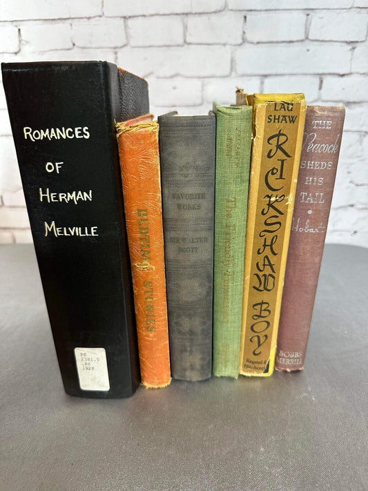 Lot Of 6 Antique Vintage Books Lot Various Colors Prop Decor Stack Staging Aged