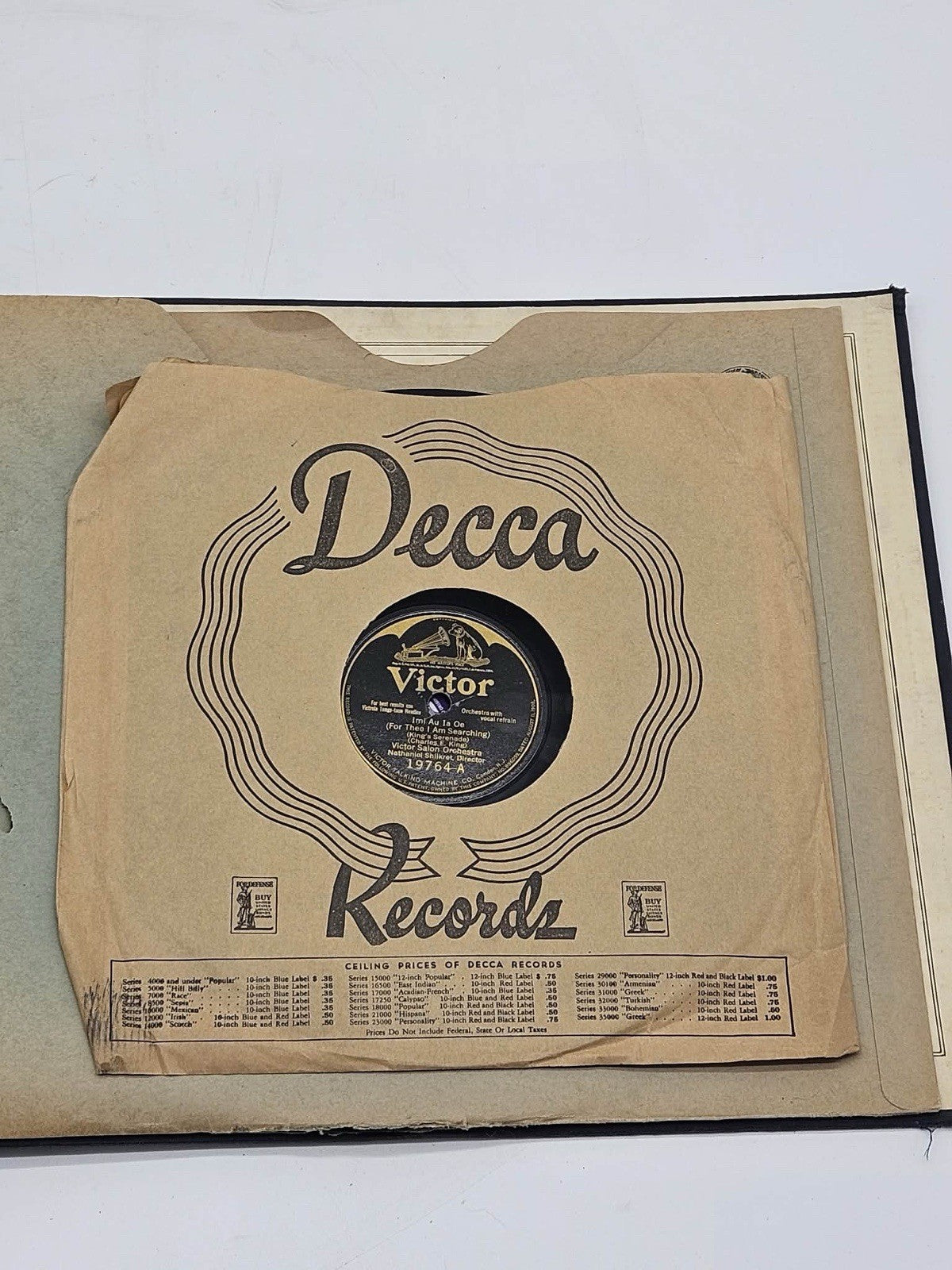 Antique 78 RPM Record Album w Victor Decca Vocalion Pathé Grey Gull & Inserts