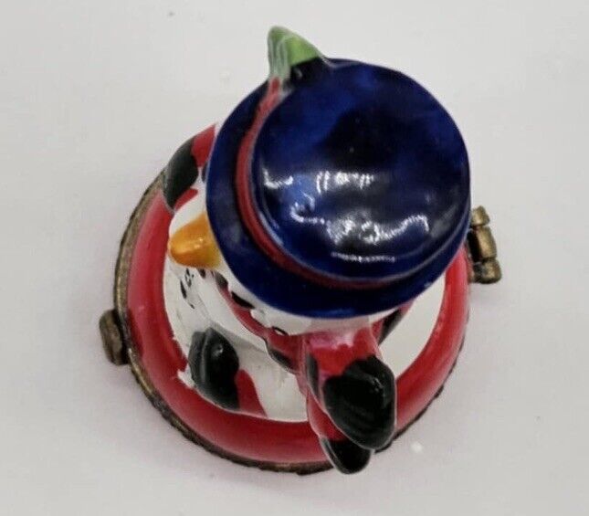 Trinket Box Hinged  - NEW - Free Shipping - Great Gift - Round Base Snowman