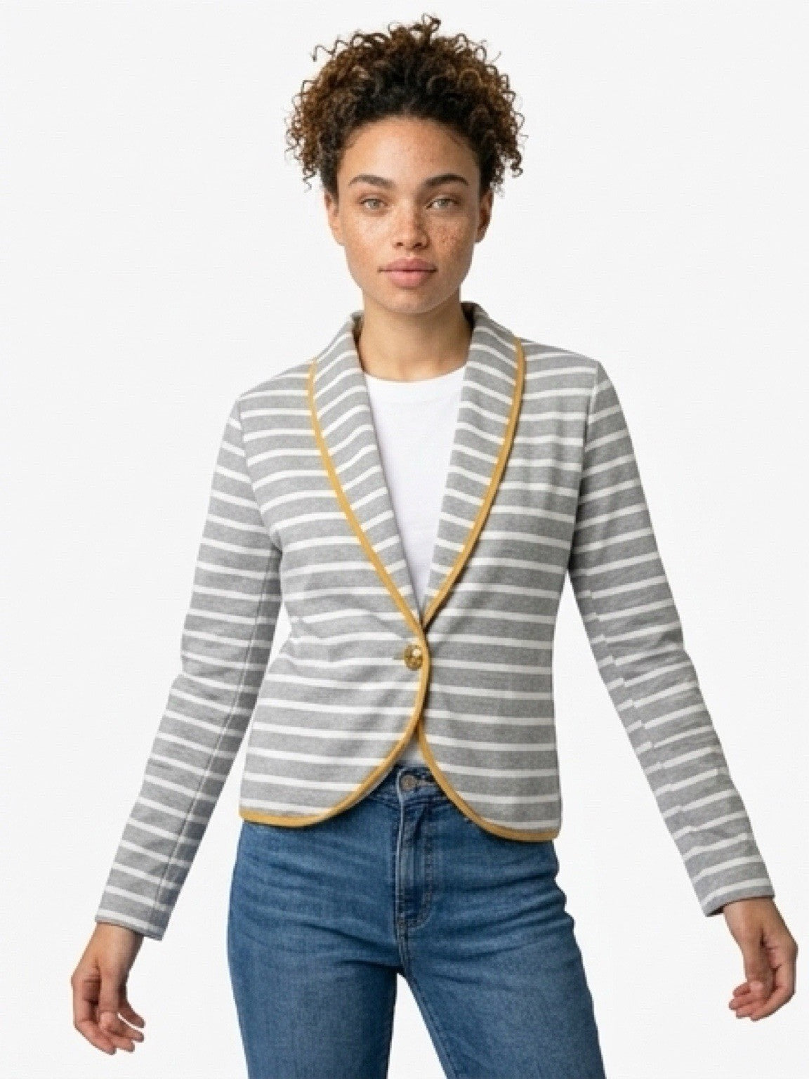 Aéropostale Women’s Gray White Striped Blazer Jacket Size M