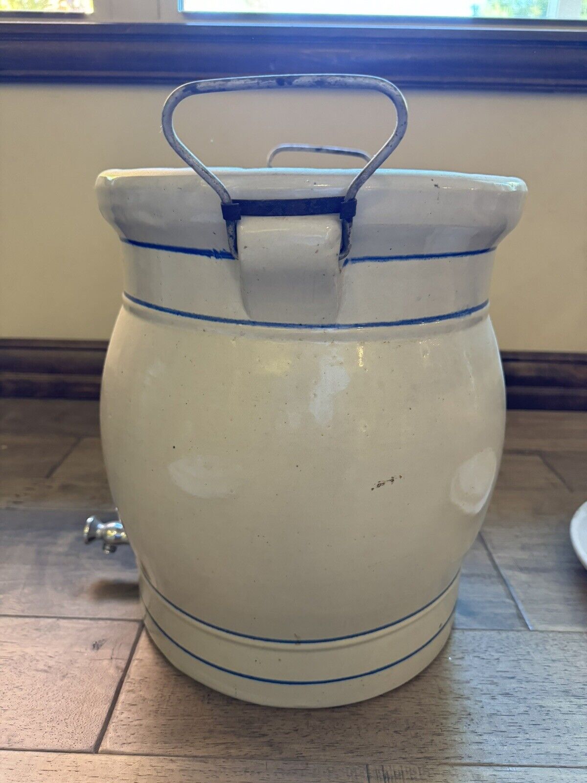 Large Rare Antique REDWING 5 Gallon Stoneware Water Cooler Dispenser w/Lid