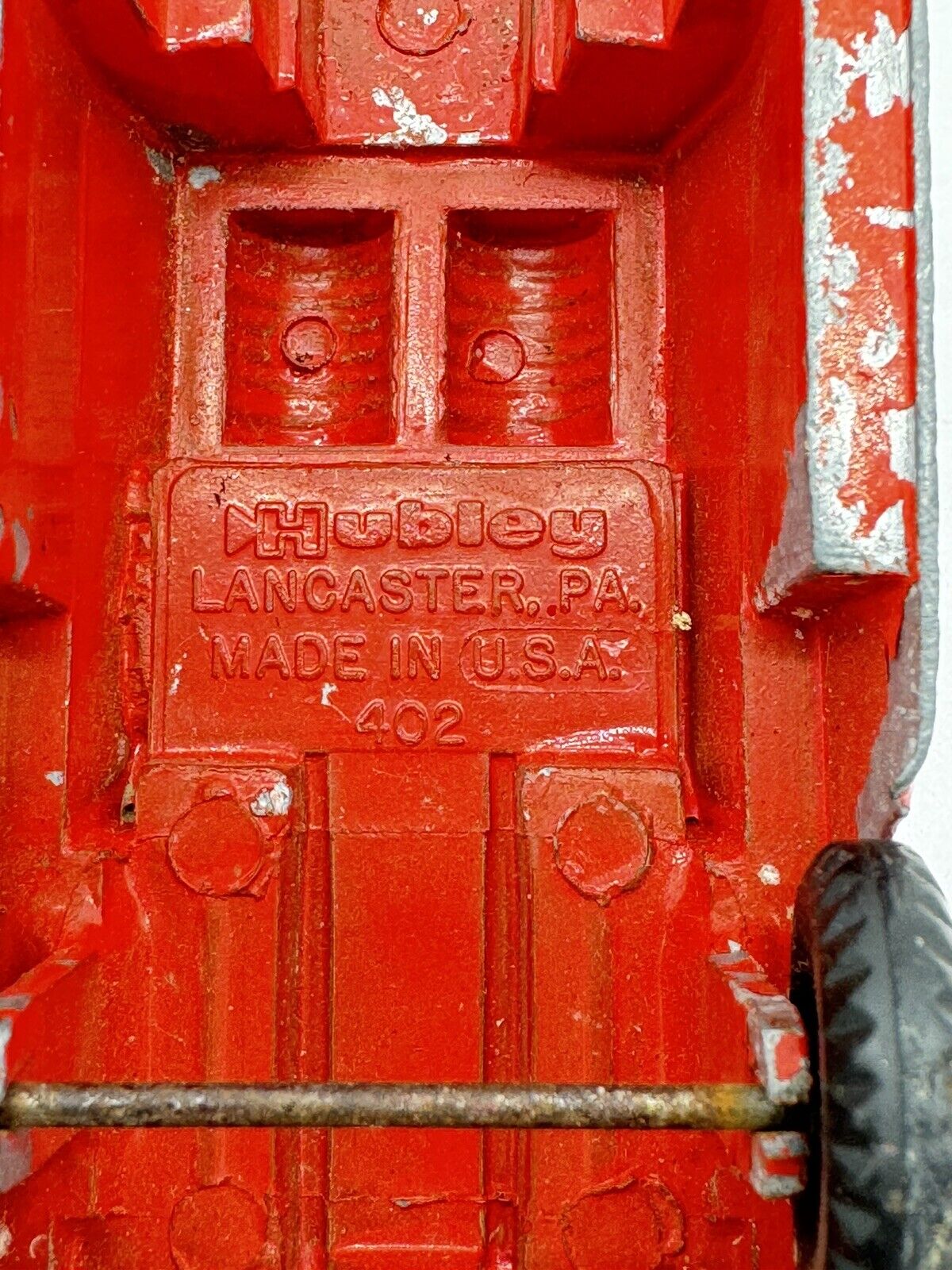 Old Vtg HUBLEY Metal Diecast Red Fire Engine Truck Toy Made In The USA