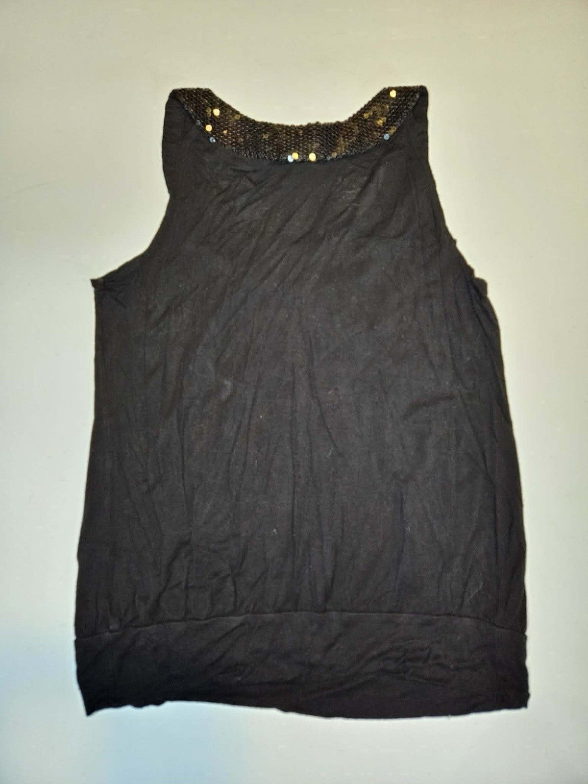 iZ Byer California Black Sequin Scoop Neck Tank Top
