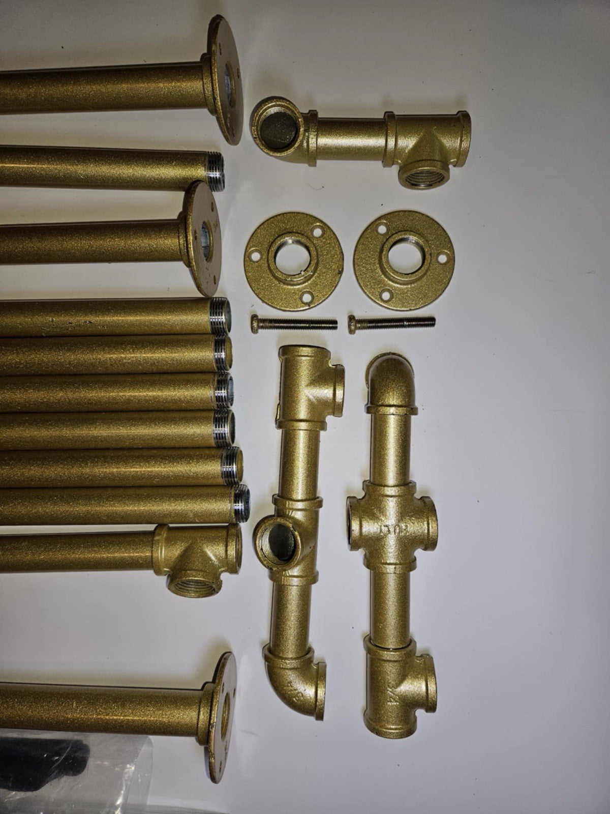 Gold Industrial Pipe Kit for Wall-Mounted Rack or Shelf Installation