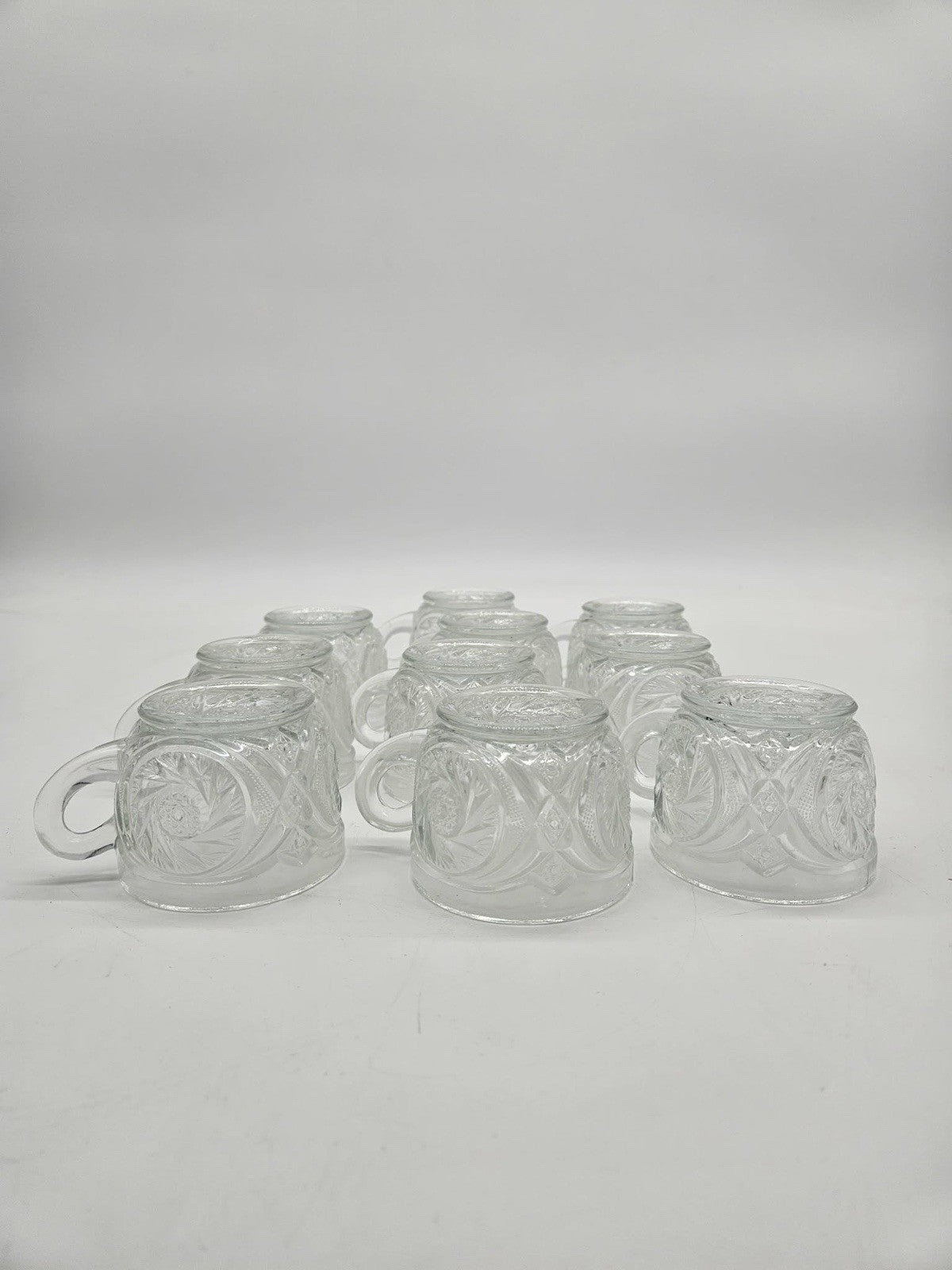Antique L.E. Smith Aztec PunchBowl Set w/ 10 Cups & Ladle