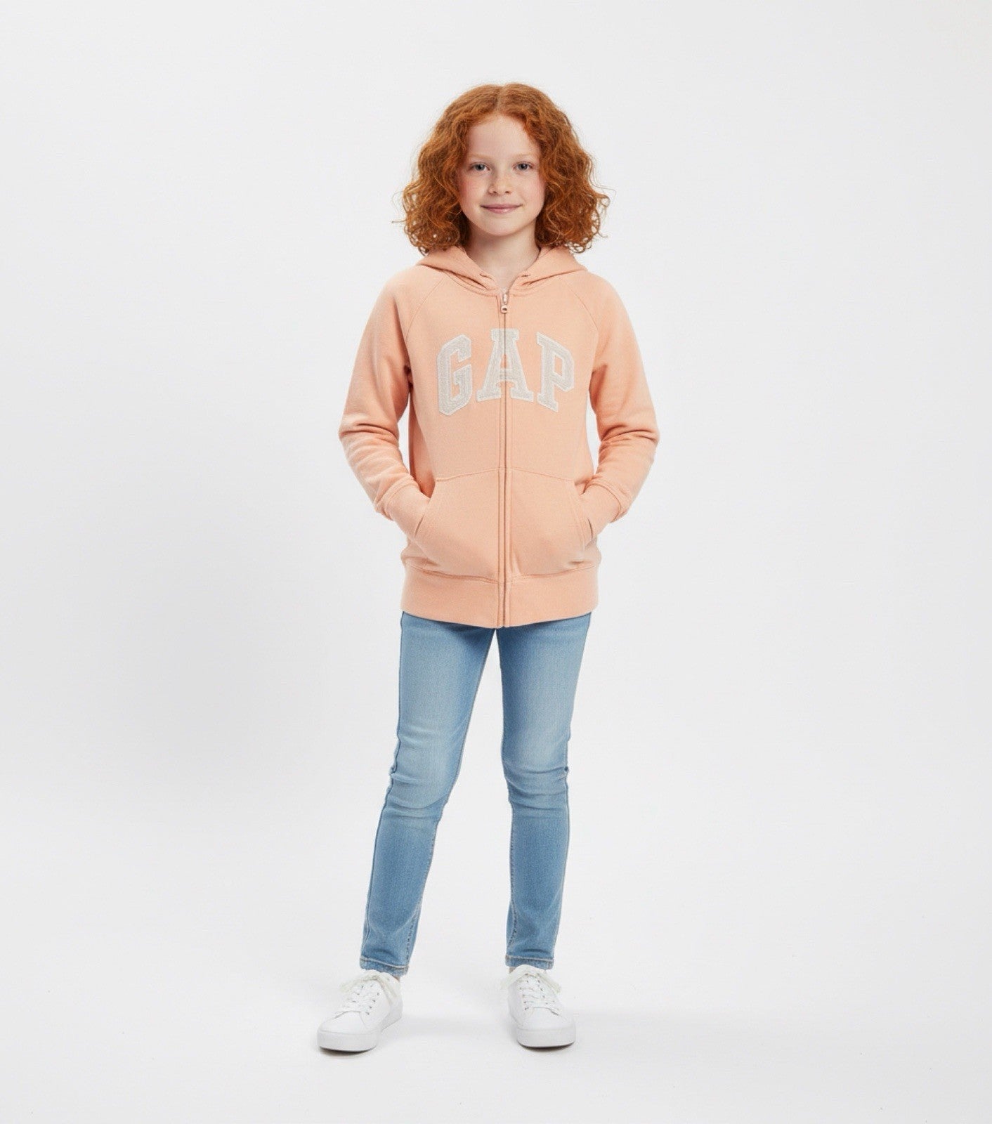 GAP Kids Peach Zip-Up Hoodie Sweatshirt Size L