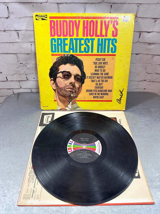 Rare Vintage LP BUDDY HOLLY (with facial hair!) Greatest Hits 1967 Coral 757492