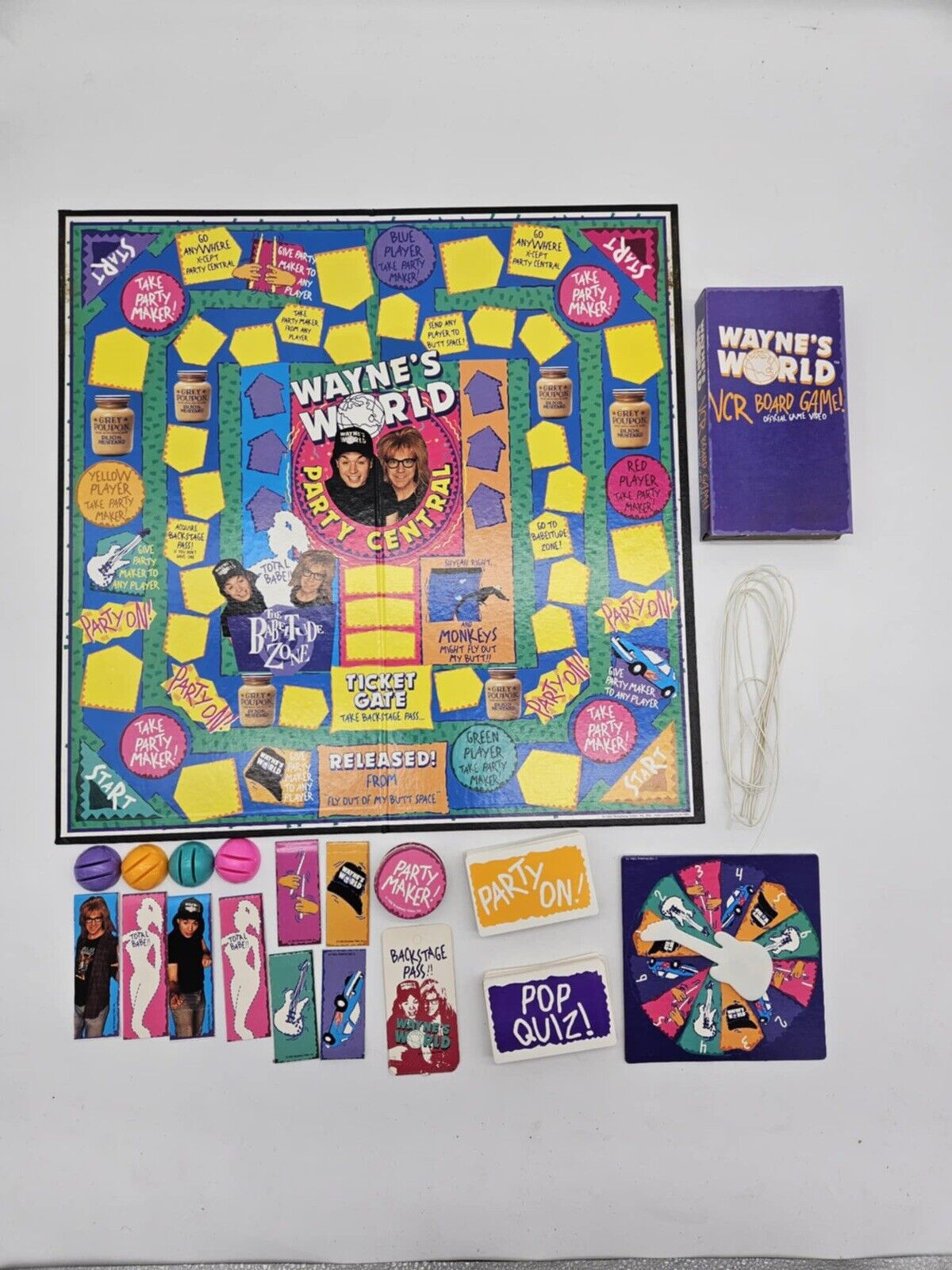 COMPLETE Wayne's World VCR Board Game 1992 Mattel Rare HTF 90s Vintage VTG VHS