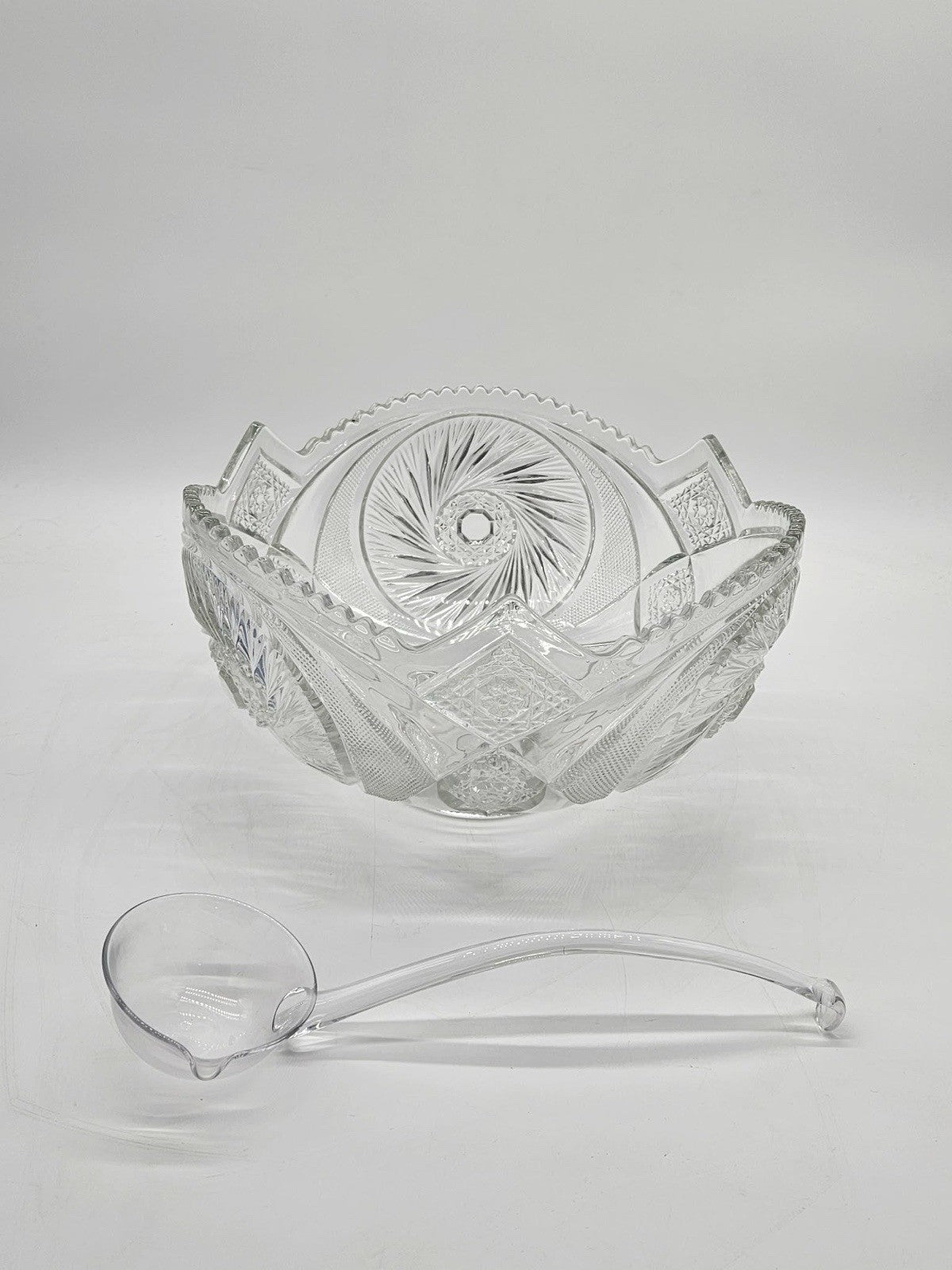 Antique L.E. Smith Aztec PunchBowl Set w/ 10 Cups & Ladle
