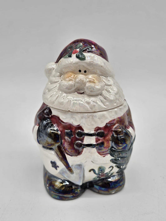 Iridescent Porcelain Santa Claus Candy Jar