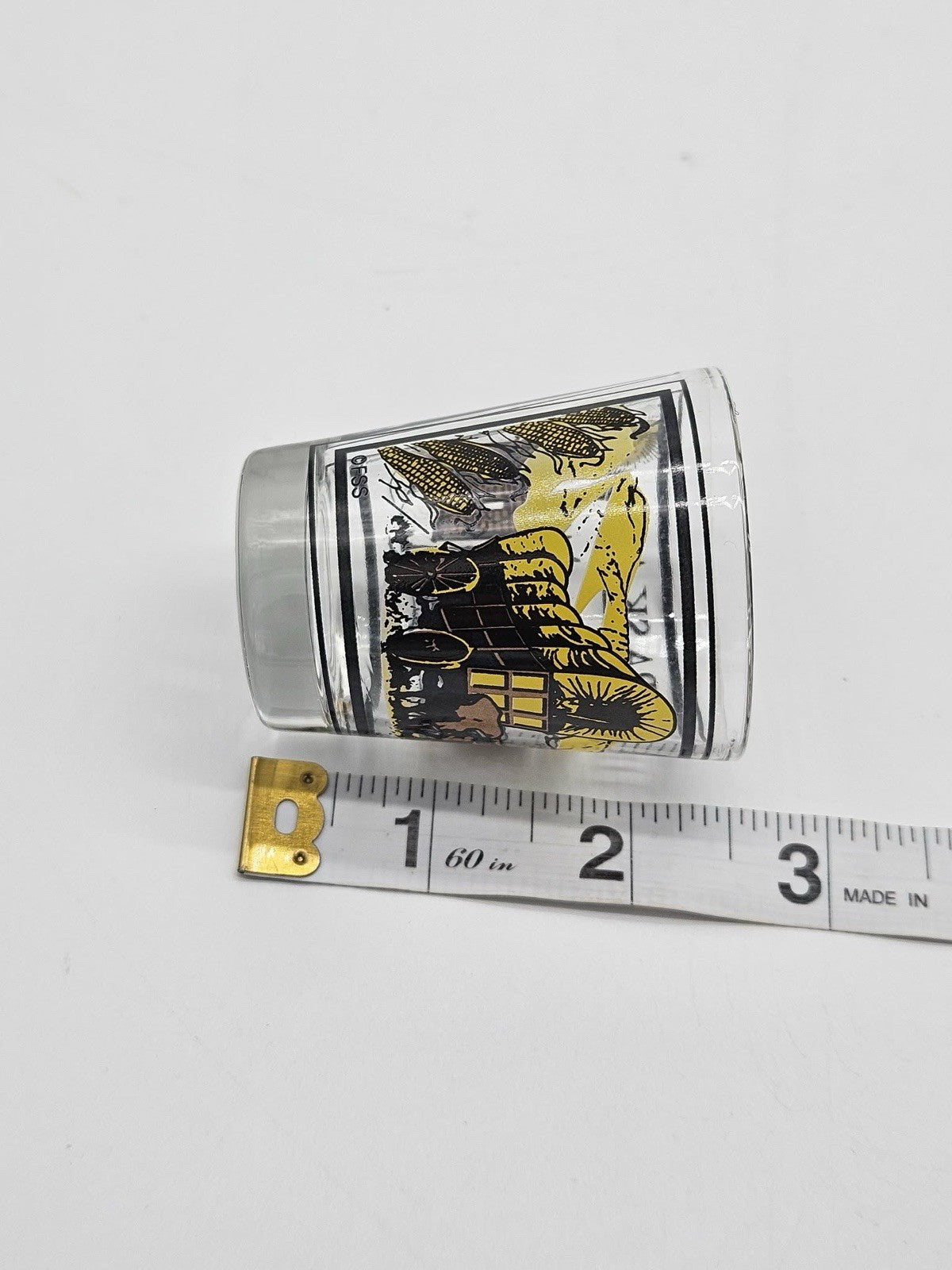 Nebraska Covered Wagon Wheat Corn Rising Sun Scene On Clear Standard Shot Glass