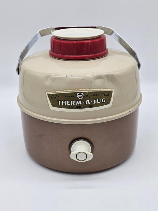 Vintage Knapp Monarch Therm-a-Jug Hot Cold Full One Gallon with Drinking Cup.