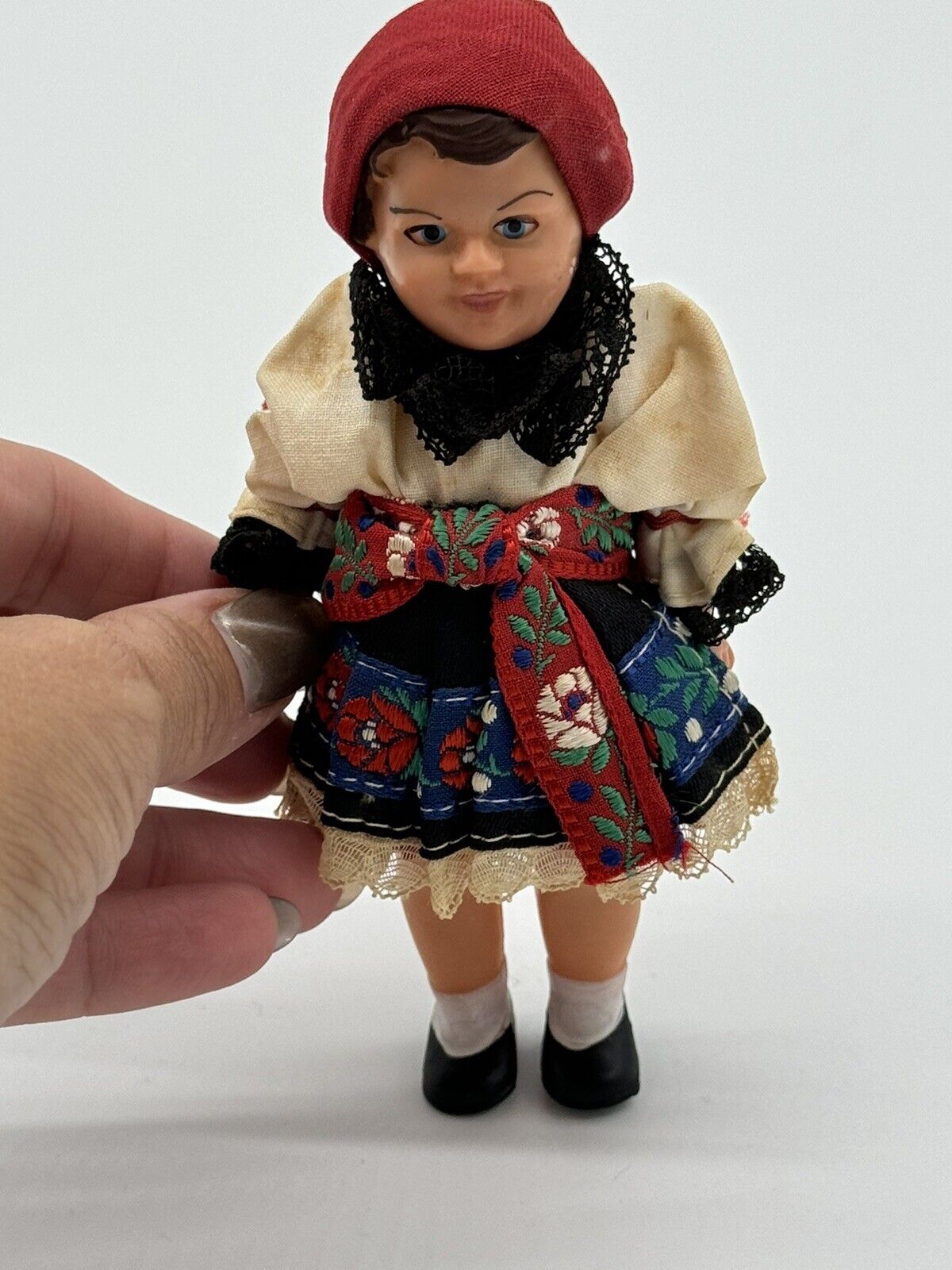 Czechoslovakia Doll Molded Plastic 6”