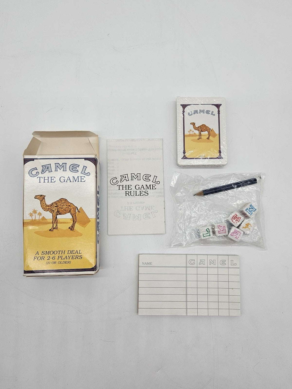 Vintage 1990’s CAMEL THE GAME Camel Cigarettes Dice Card Game 1992