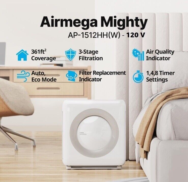 Coway Airmega AP-1512HH(W) True HEPA Purifier with Air Quality Monitoring New