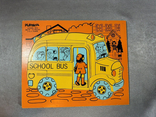 Vintage Puzzle Preschool Playskool School bus driver seatbelt wheel round town