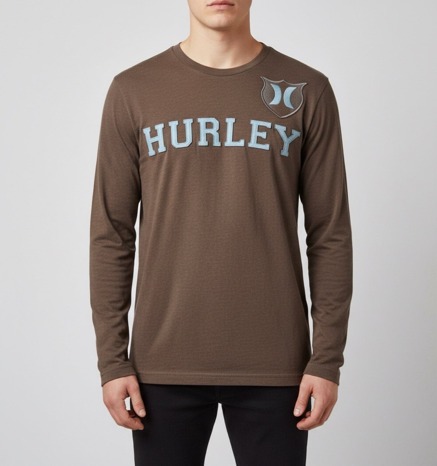 Hurley Brown Long Sleeve Logo T-Shirt Mens Small