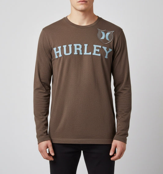 Hurley Brown Long Sleeve Logo T-Shirt Mens Small