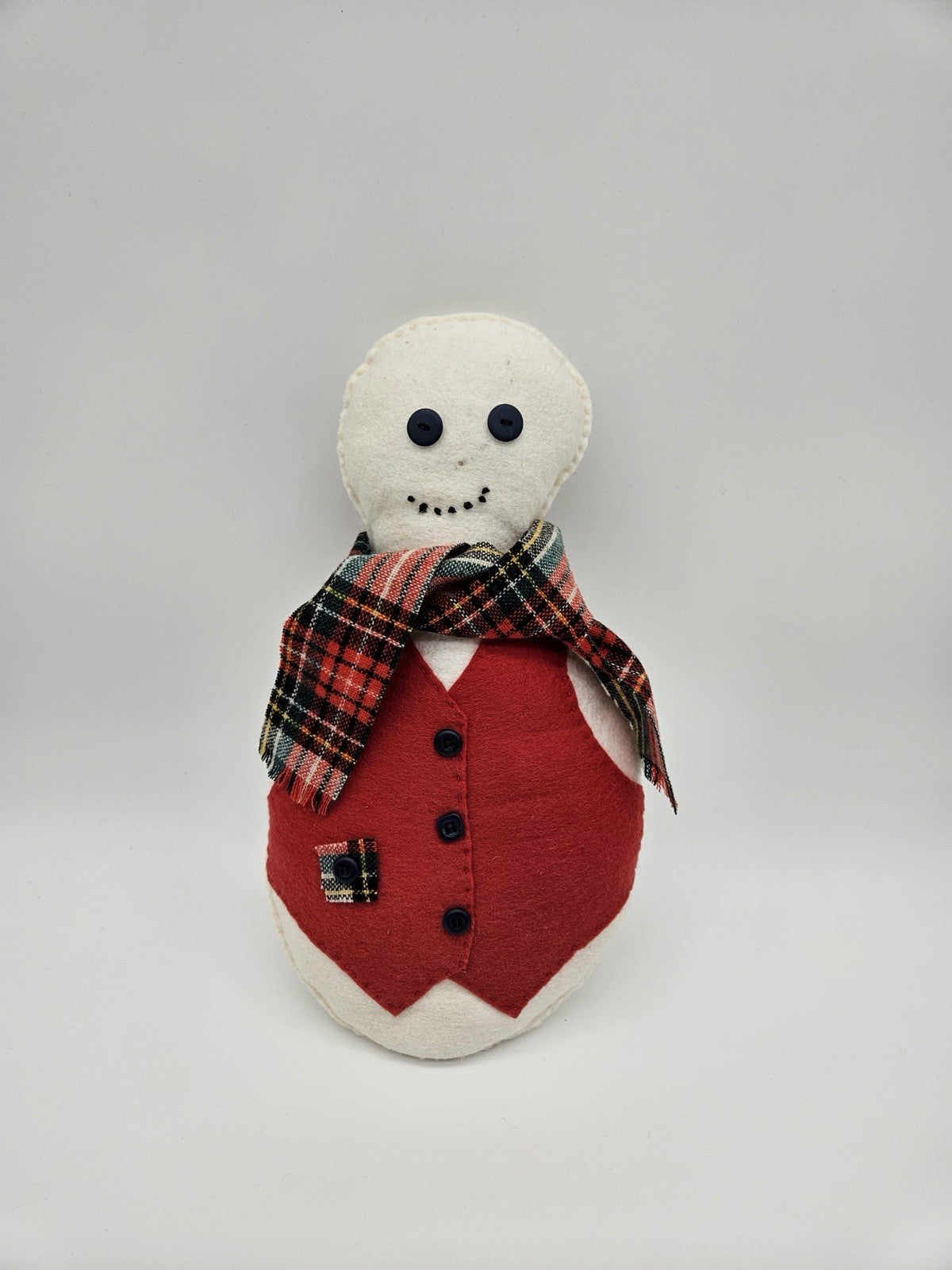 Cute Little Vintage Plush Snowman W/ Scarf & Vest