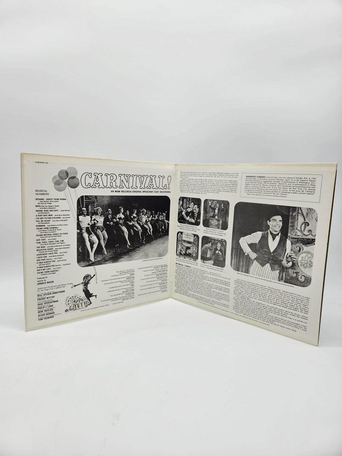 "Carnival!" 1961 Soundtrack LP, VG, Original MGM #SE3946OC, Original Cast