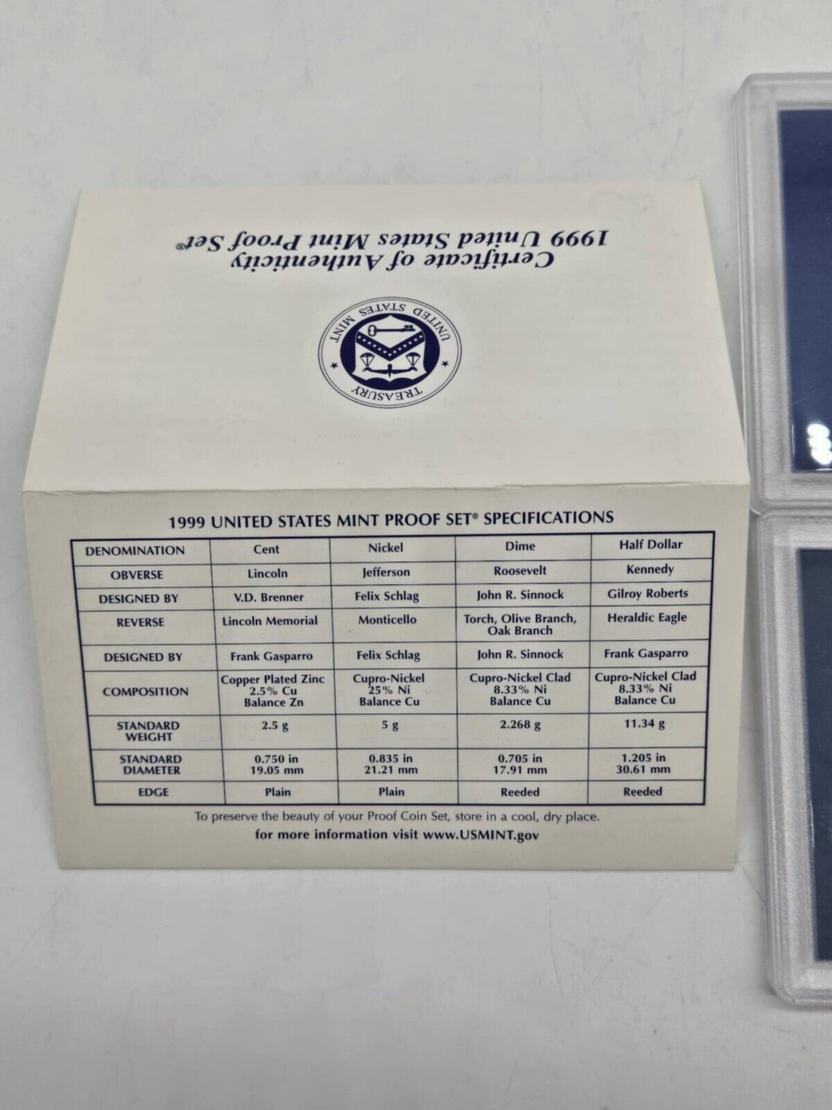 Lot of 3 Uncirculated 1999 Coins Clad Proof Set U.S. Mint  (JB01)