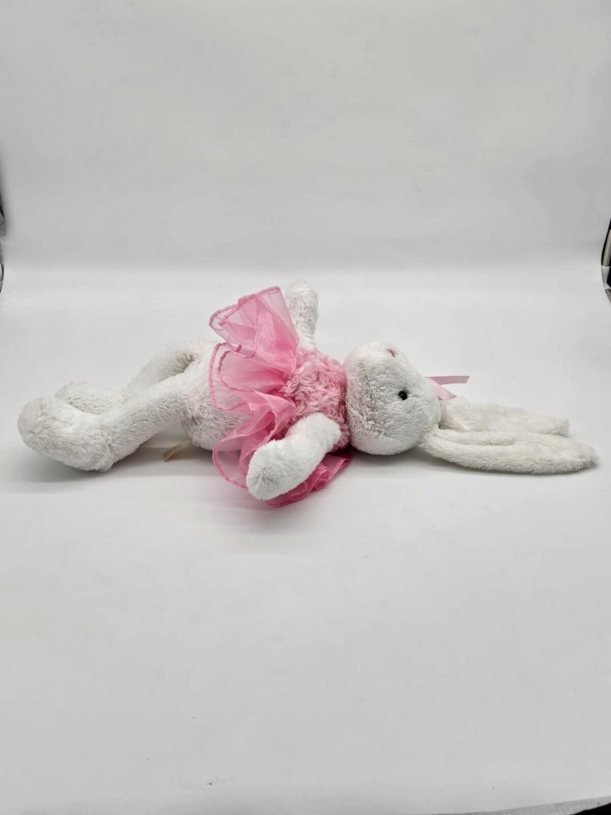 DAN DEE White BUNNY Rabbit Pink Tutu Bow 18" Soft Plush Dandee 2017 MTY