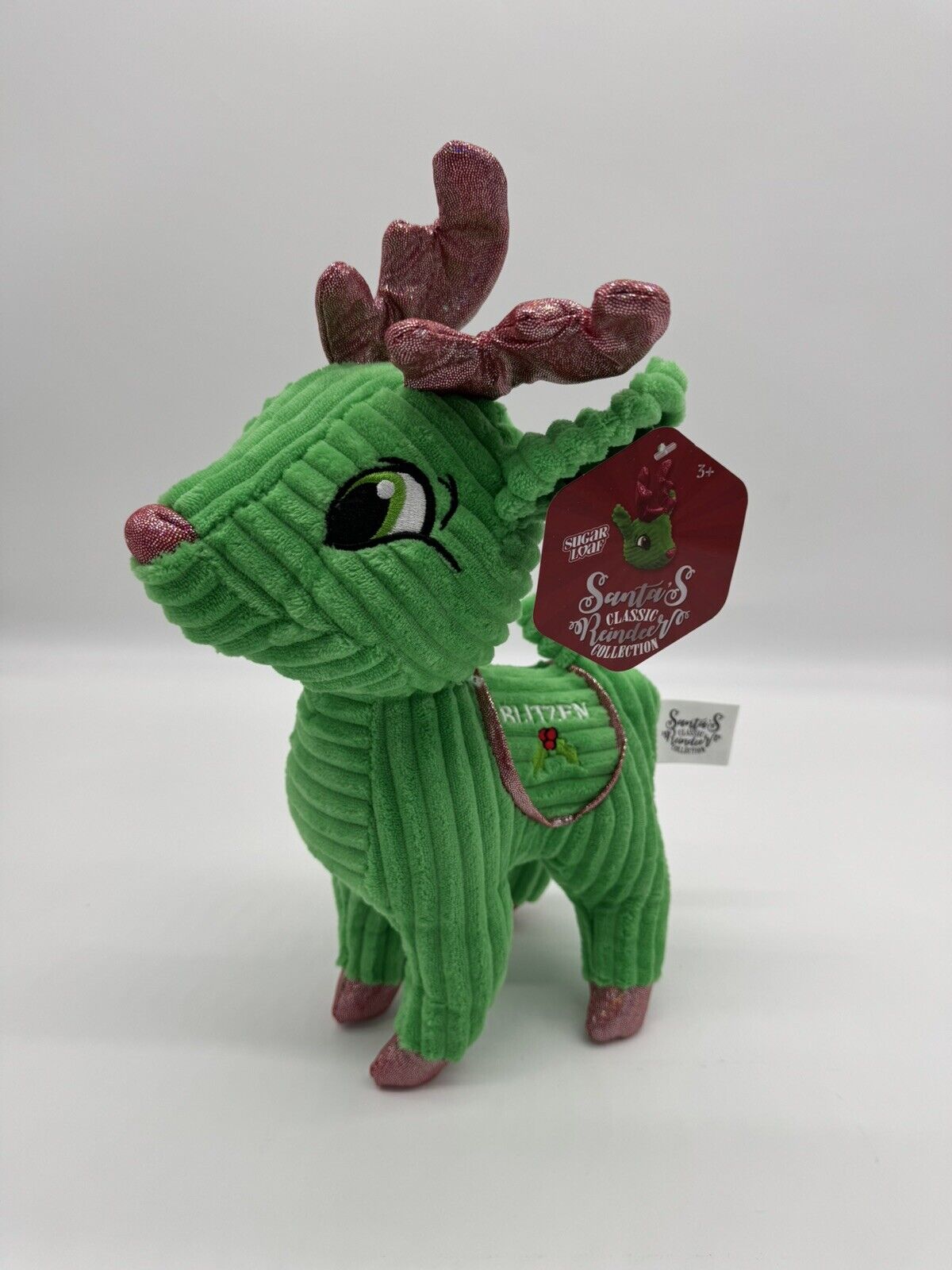 BLITZEN Santa Claus GREEN REINDEER PLUSH TOY DOLL Sugar Loaf & 2024 Jazwares NEW