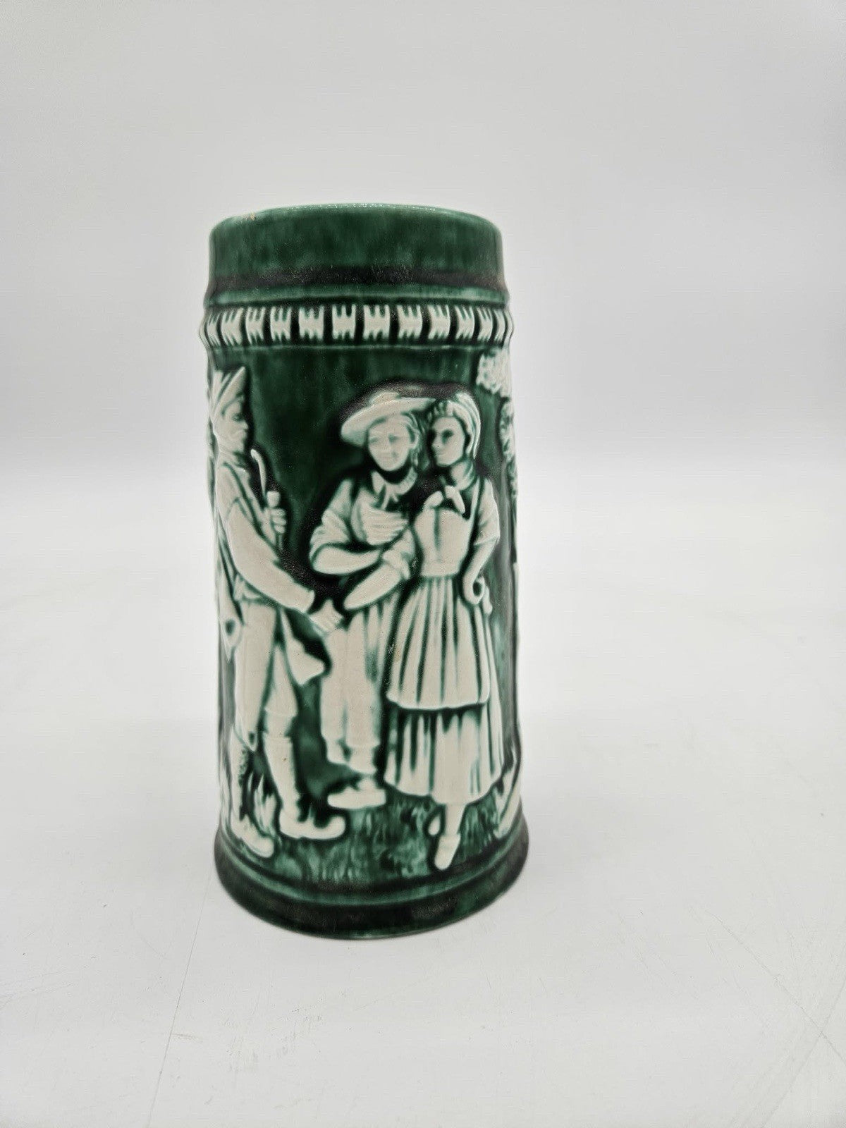 Vintage Green Relief German Style Beer Stein Mug