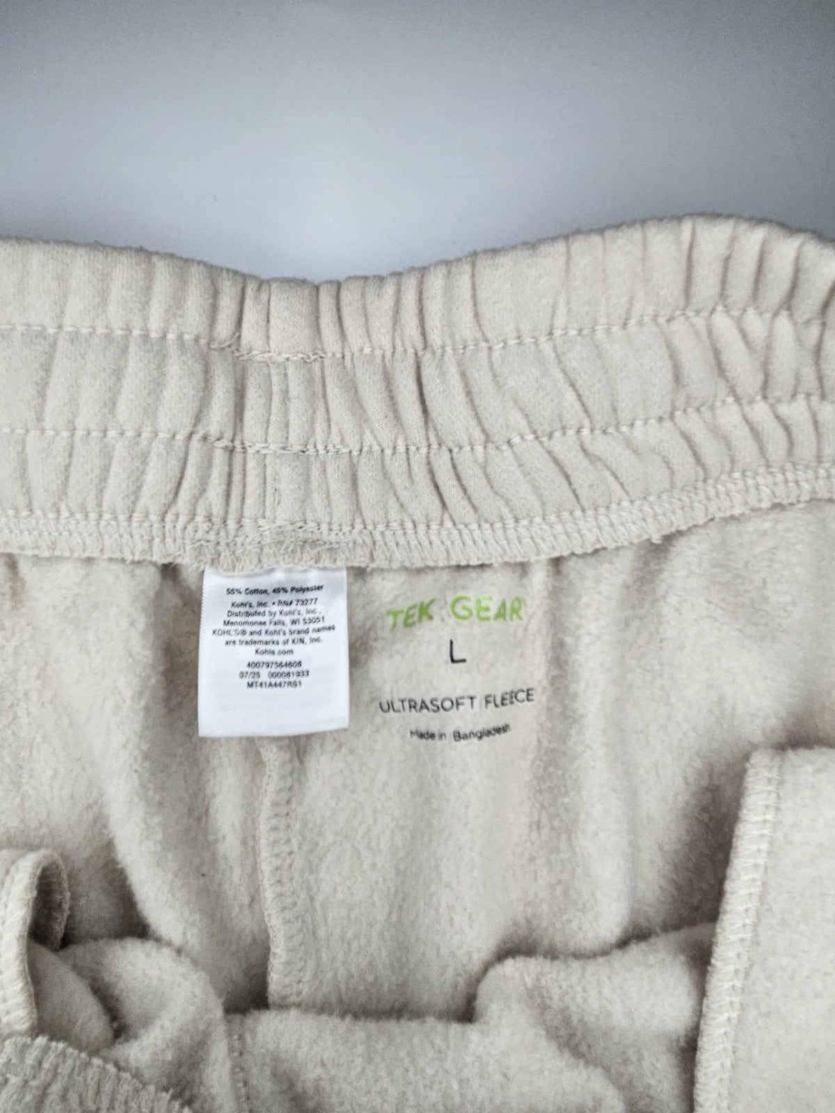 Tek Gear UltraSoft Fleece Jogger Sweatpants Beige Men’s Large
