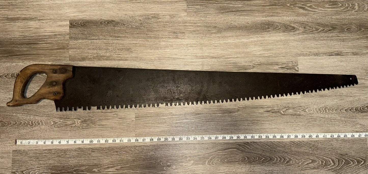 Antique Vintage 48" Warranted Superior One or Two Man Logging Timber Saw Tool