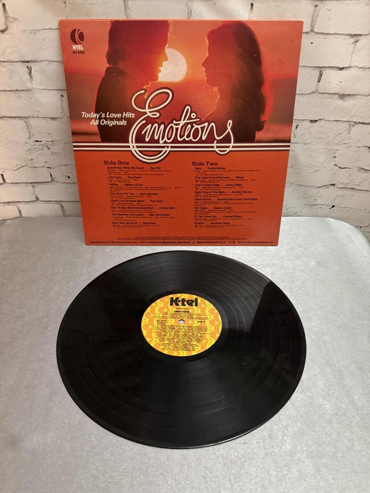 Emotions Today's Love Hits All Originals Various Artists LP Vinyl 1978 NU 9390