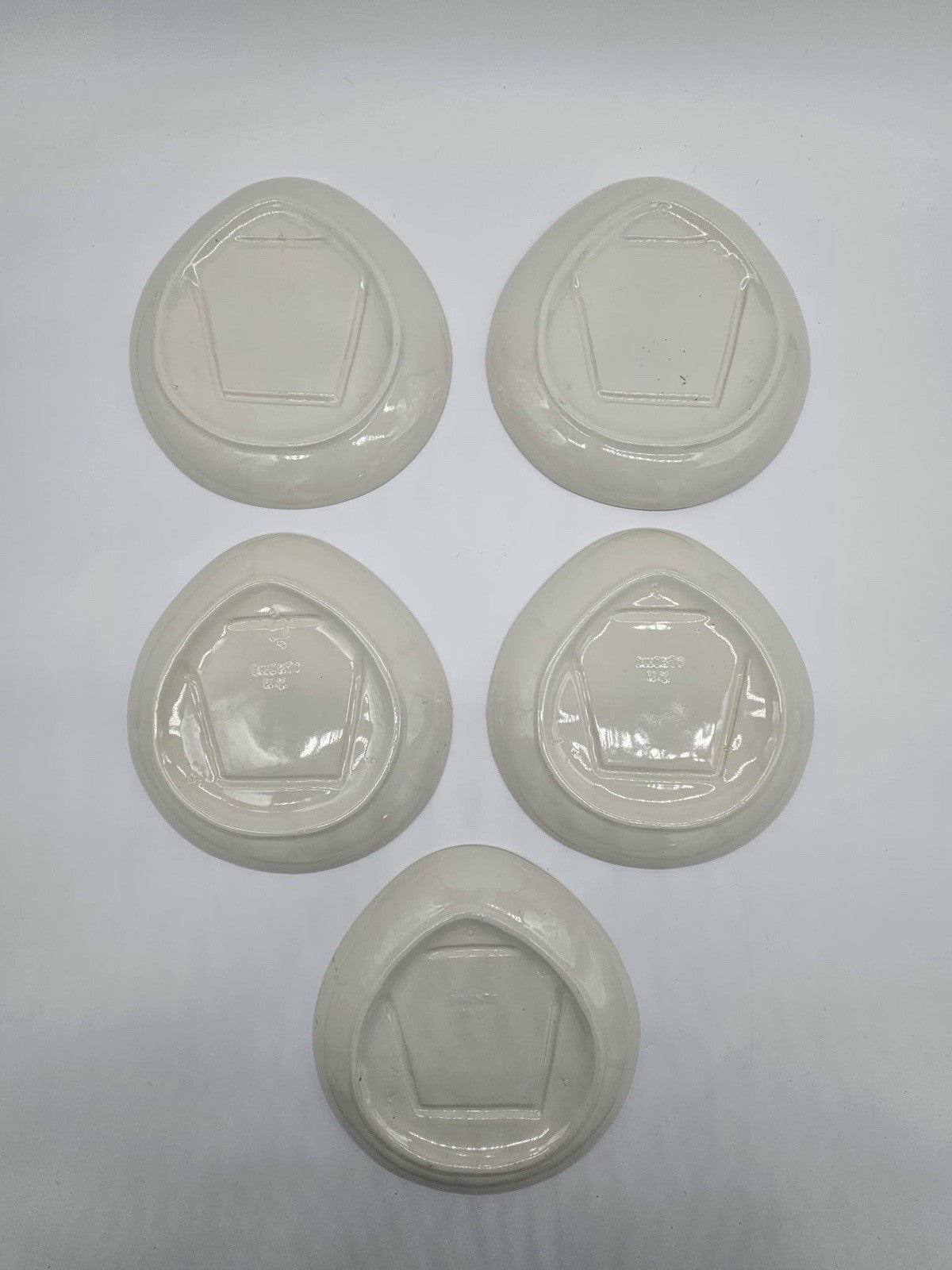 Vintage Mid Century Invento New York Art Pottery Fondue Plates ~ Set of 5