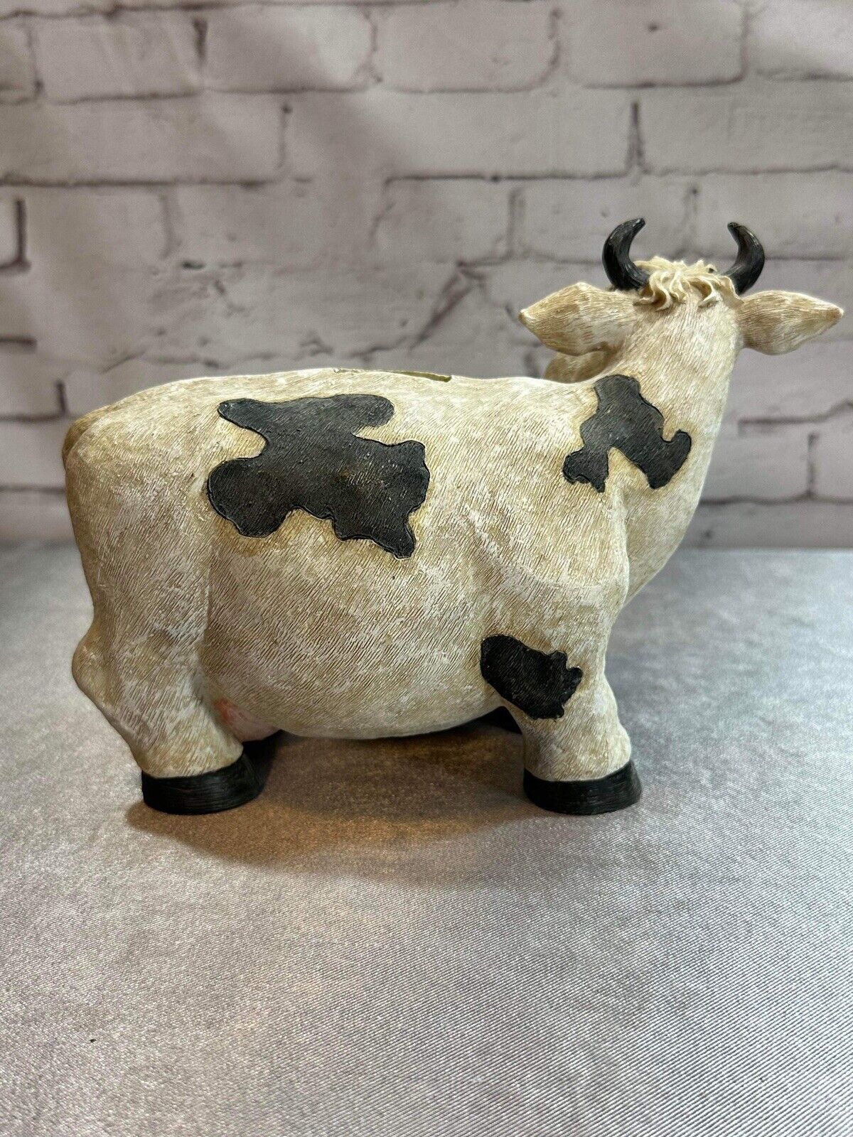 Sweet Cow and Calf Piggy Bank Black and White Holstein Textured Detailed MHD QCC