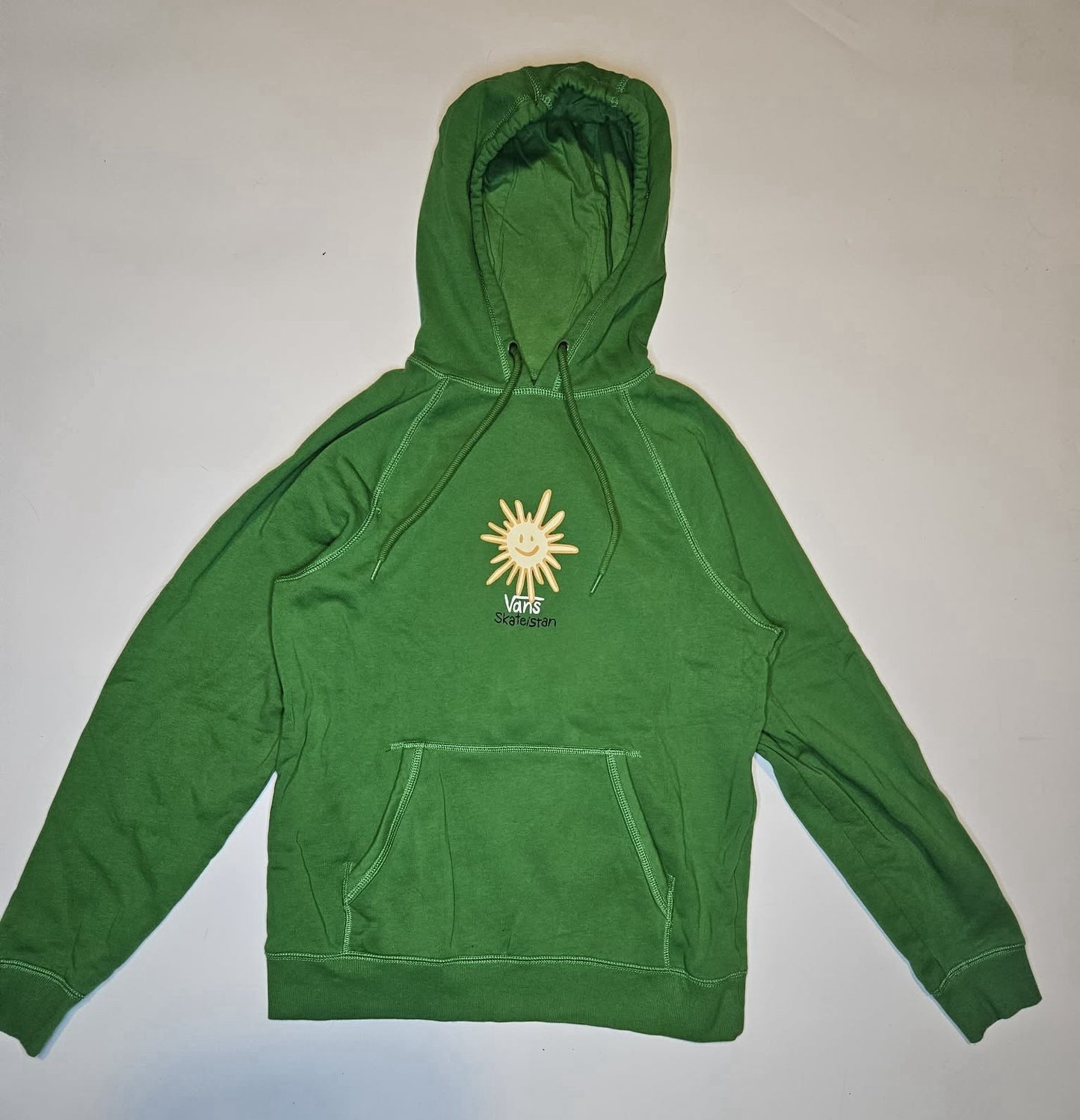 Vans X Skateistan Versa Hoodie Pullover Skate Sun Smiley Green Sweatshirt Size S