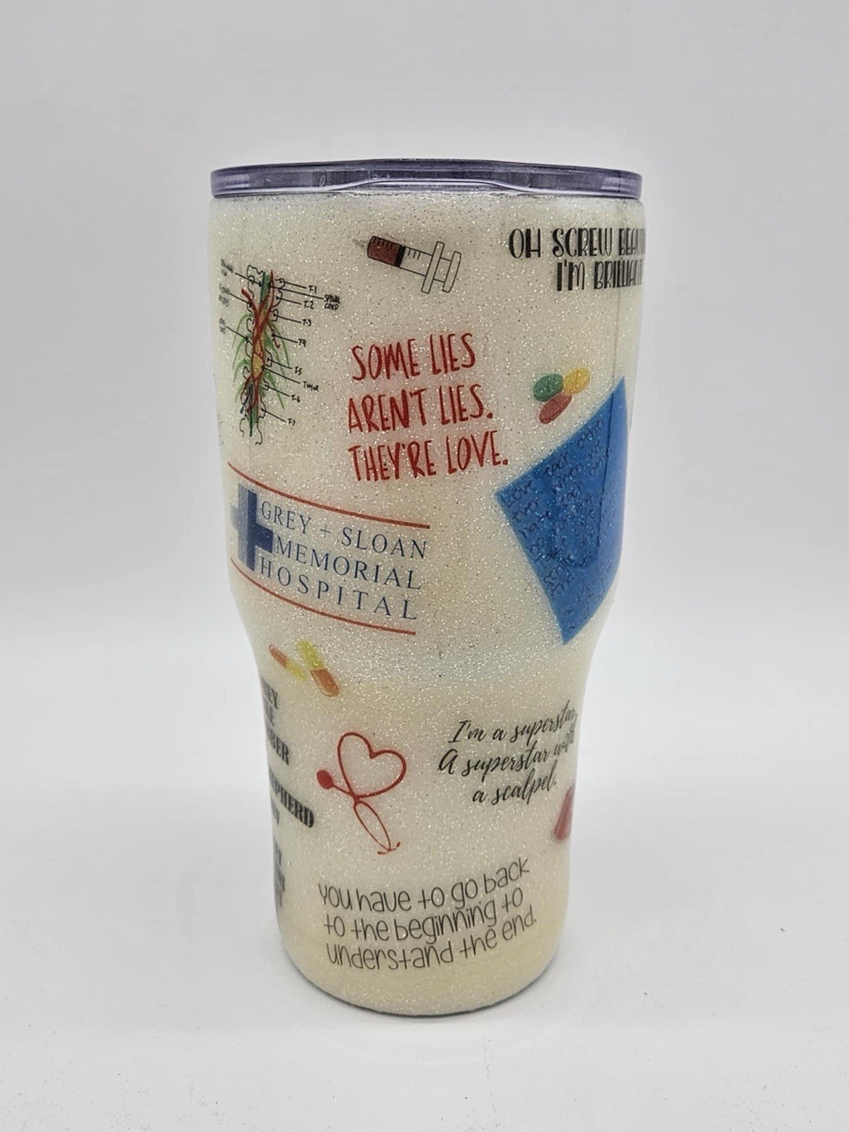 Grey's Anatomy Custom Tumbler 30oz Doctor Nurse Gift Sparkle Rare