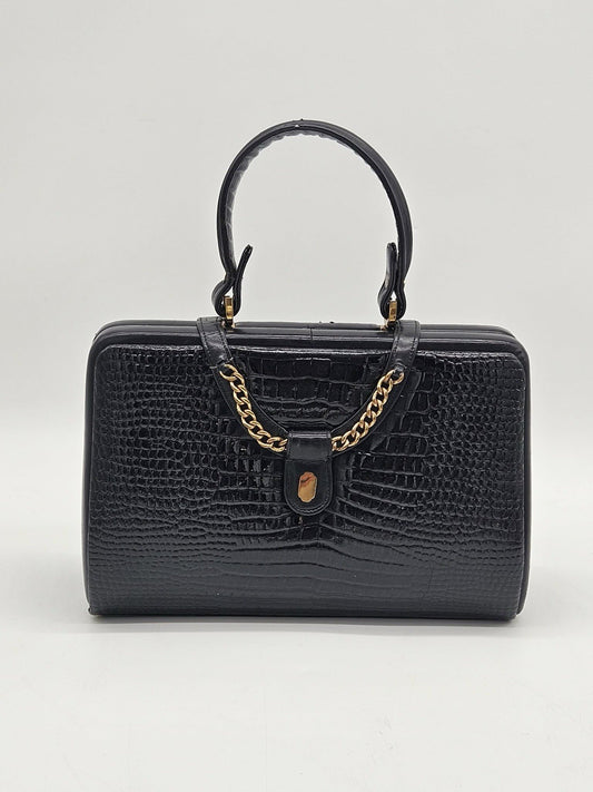 VINTAGE MURRAY KRUGER REPTILE EMBOSSED BOX BAG