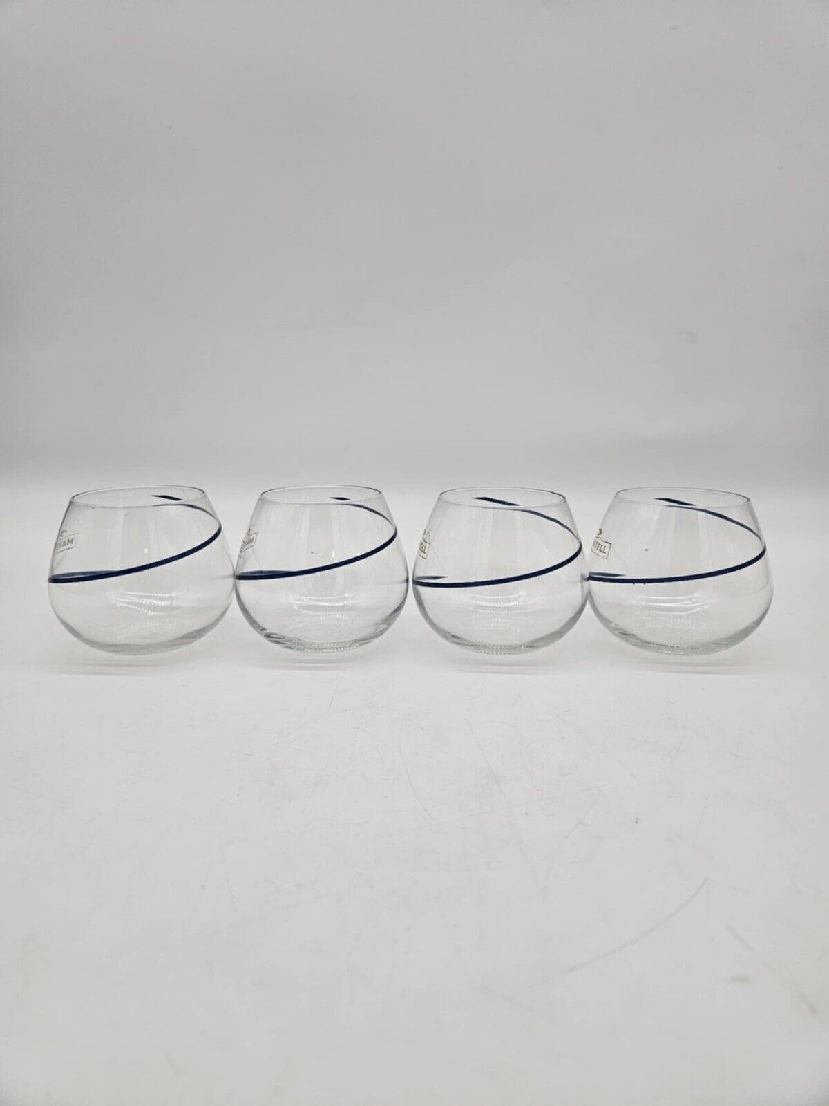 Set of 4 MARTELL COGNAC Crystal GLASSES Balloon SNIFTER Roly Poly Cordon Bleu