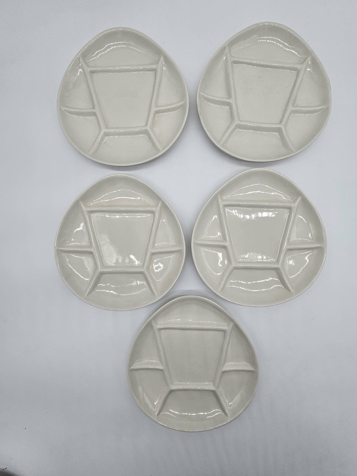 Vintage Mid Century Invento New York Art Pottery Fondue Plates ~ Set of 5