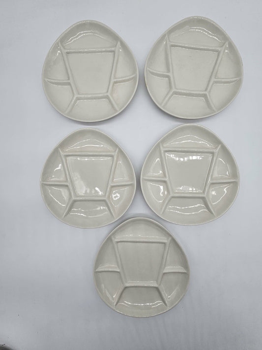 Vintage Mid Century Invento New York Art Pottery Fondue Plates ~ Set of 5